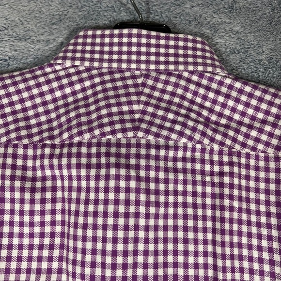 Charles Tyrwhitt Mens Slim Fit Gingham Dress Shirt Purple White 17/33 Cotton - Picture 9 of 16